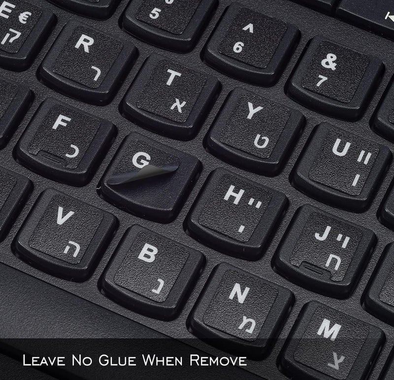 DAMMOMKO 2PCS Hebrew Keyboard Stickers Computer Keyboard Stickers Black Background with White Lettering, Keyboard Letters Replacement Sticker for MacBook Air Pro PC Laptop Desktop Computer Keyboard - Image 4
